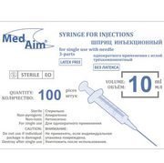 MedAim, шприц 10 мл, 3-х комп., игла 0,8*40мм 21GХ1/2" инъекционный