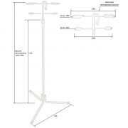 Штатив для вливаний М192-03 2 держателя, крюк, разборный, 3-лучевая опора без колес