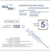 MedAim, шприц 5 мл, 3-х комп., игла 0,7*40мм 22GХ1/2* инъекционный